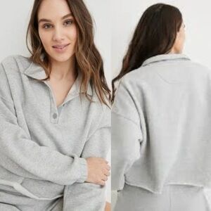 Aerie Gray Collared Sweatshirt